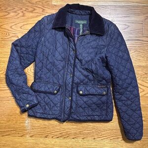Vintage Lauren‎ Ralph Lauren Jean Quilted Chore Barn Corduroy Collar Plaid Linin